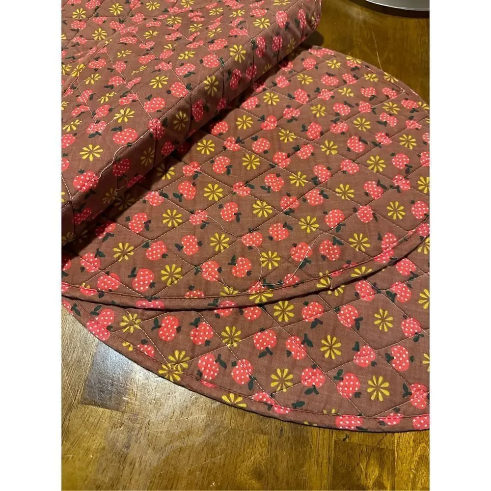 Vintage Set of 4 Oval Cotton Apple Pattern Placemats & Napkins Boho Table Decor